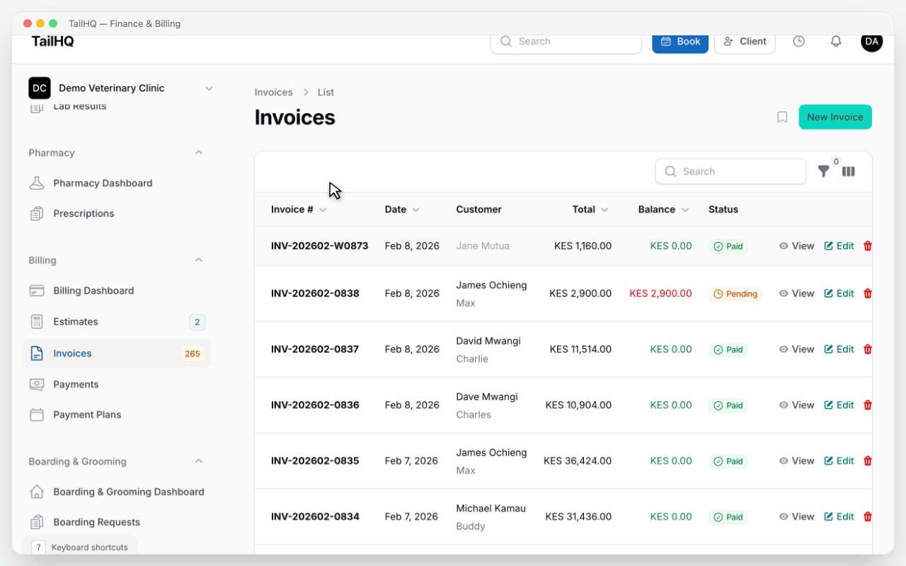 Finance and billing management