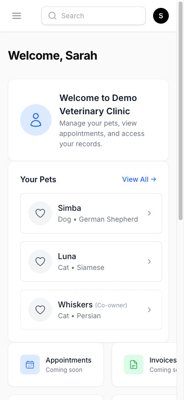 Client portal on mobile